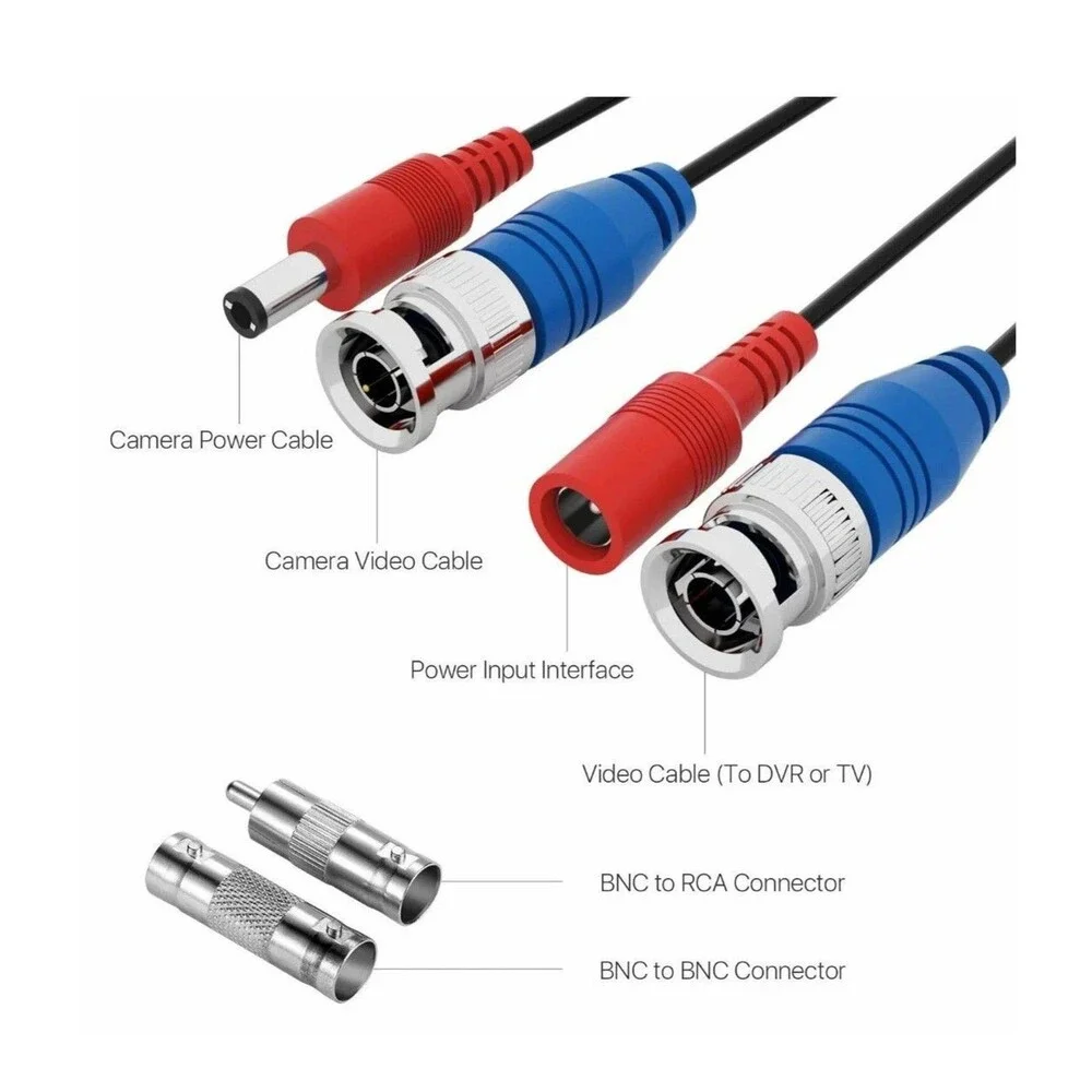 ZOSI CCTV Security Camera BNC Cable 100ft Wire Cord Video Power Cable Black